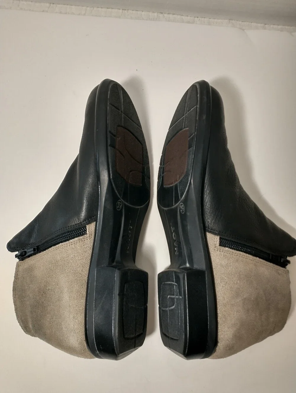 Naot Leather Helm Ankle Boots,‎ Black And Gray, Euro Size 39, US Size 8
